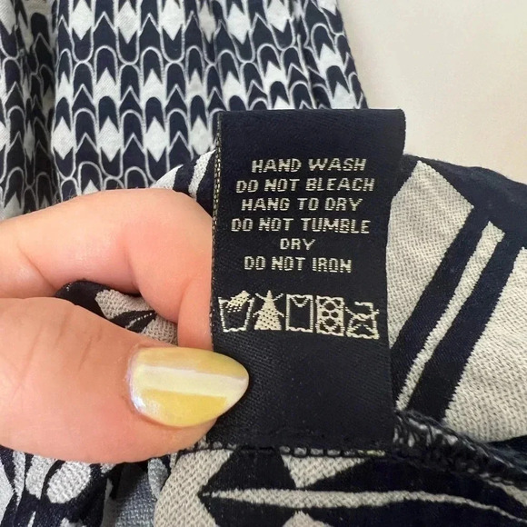 Max Edition Max Studio Navy Blue Yellow Geo Stripe Fit Flare Stretch Dress - Picture 5 of 6